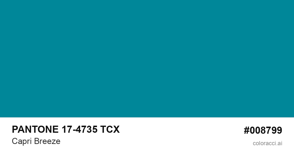 PANTONE 17-4735 TCX Capri Breeze color swatch #008799