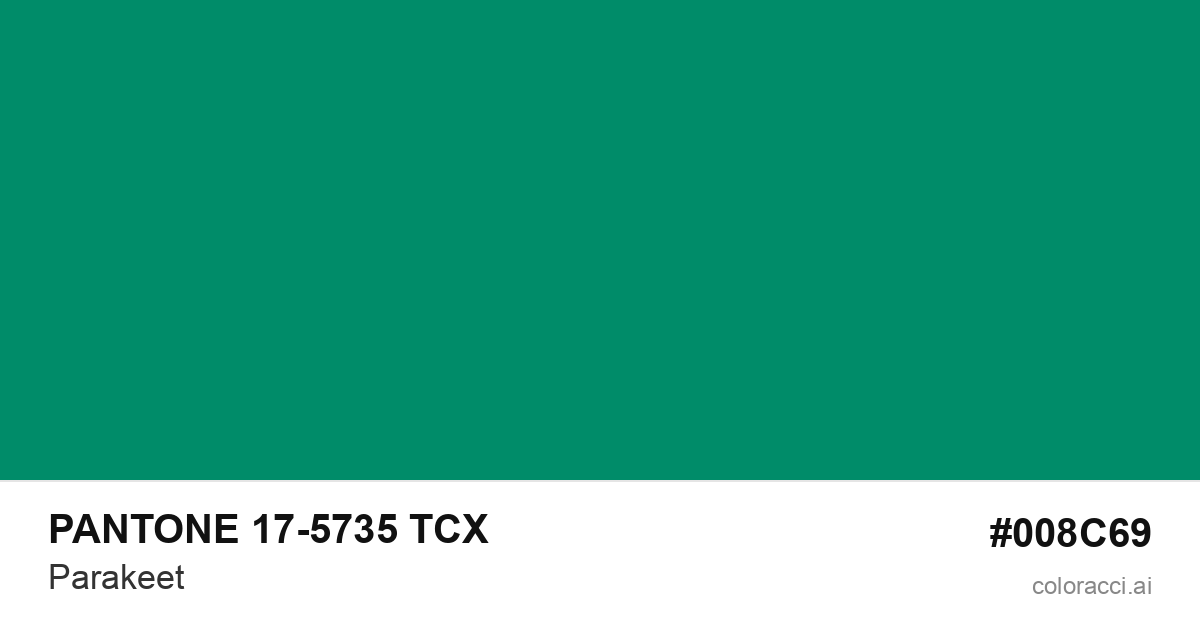 PANTONE 17-5735 TCX Parakeet color swatch #008C69