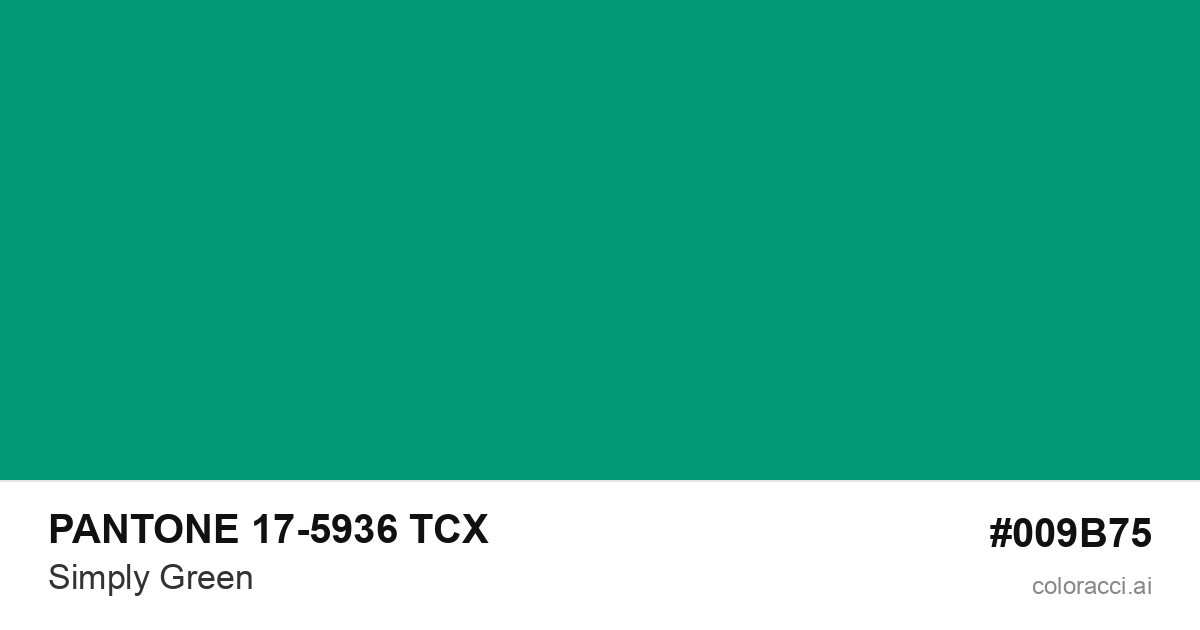 PANTONE 17-5936 TCX Simply Green color swatch #009B75