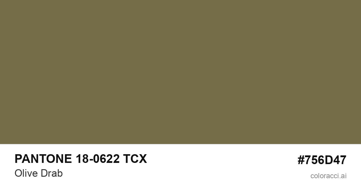 PANTONE 18-0622 TCX Olive Drab color swatch #756D47