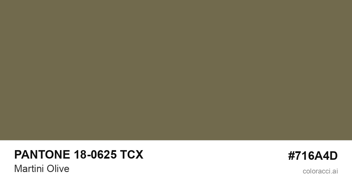PANTONE 18-0625 TCX Martini Olive color swatch #716A4D