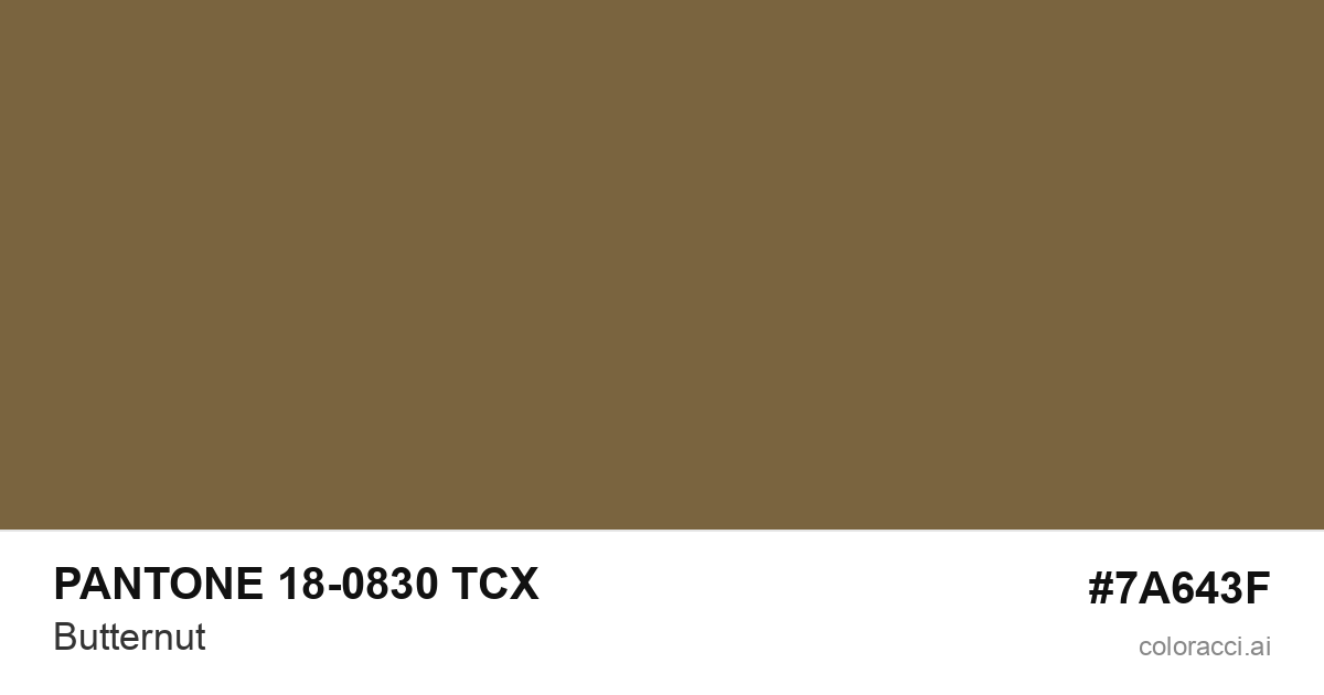 PANTONE 18-0830 TCX Butternut color swatch #7A643F