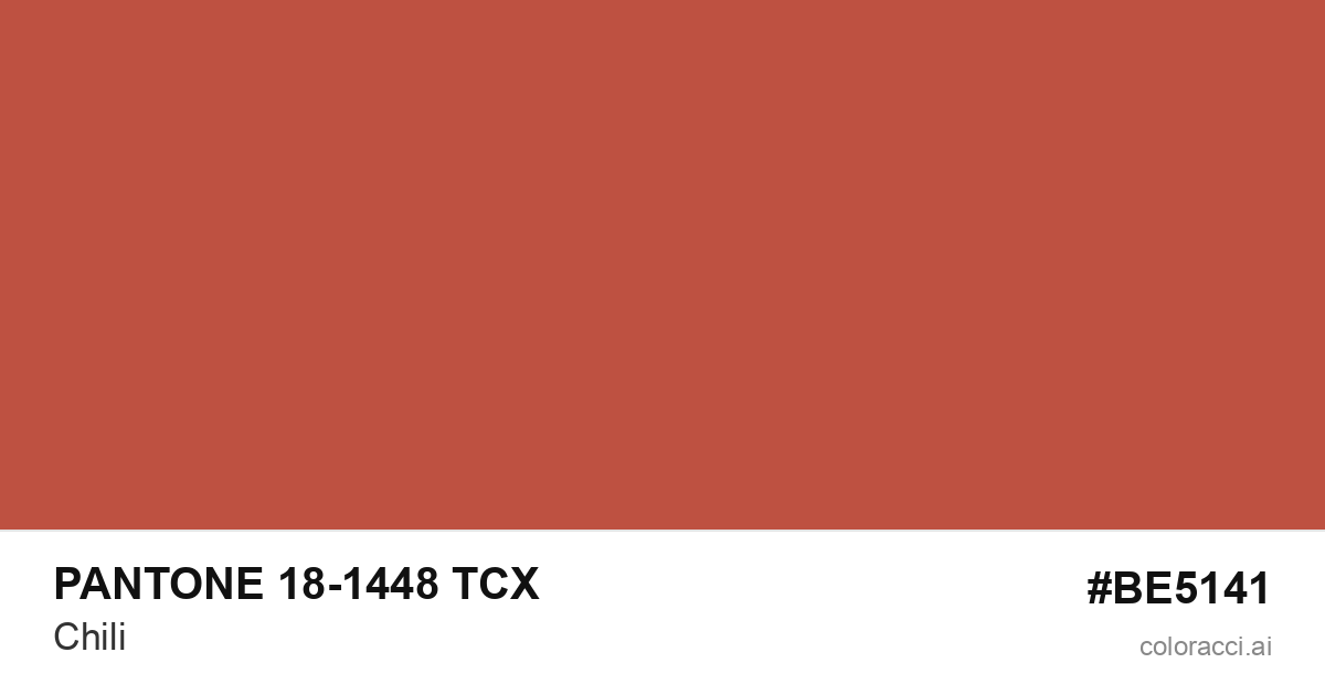PANTONE 18-1448 TCX Chili color swatch #BE5141