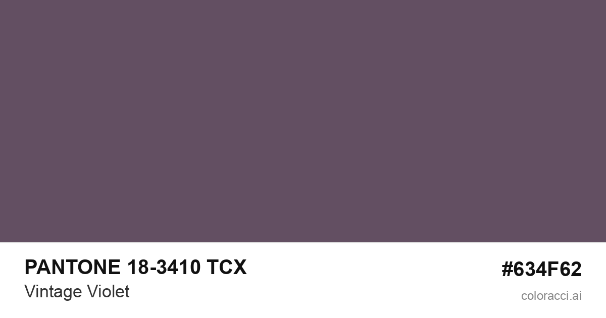 PANTONE 18-3410 TCX Vintage Violet color swatch #634F62