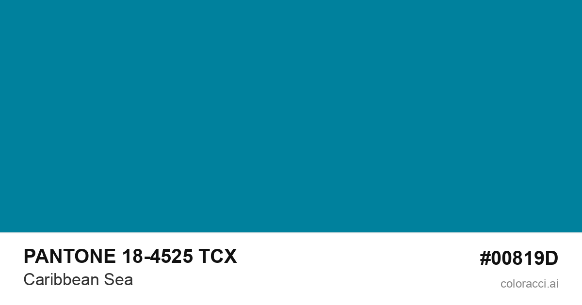 PANTONE 18-4525 TCX Caribbean Sea color swatch #00819D