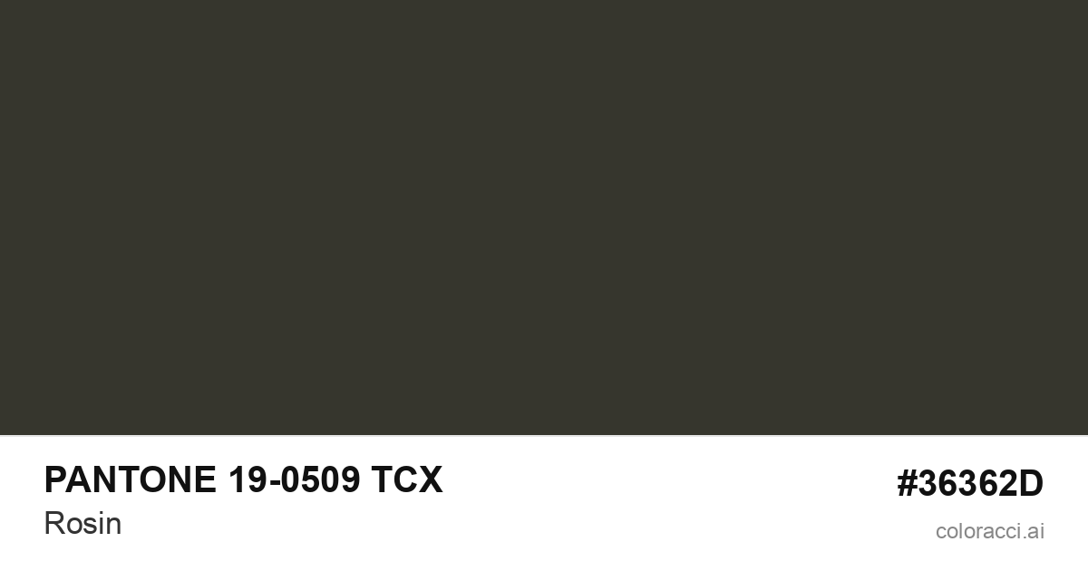 PANTONE 19-0509 TCX Rosin color swatch #36362D