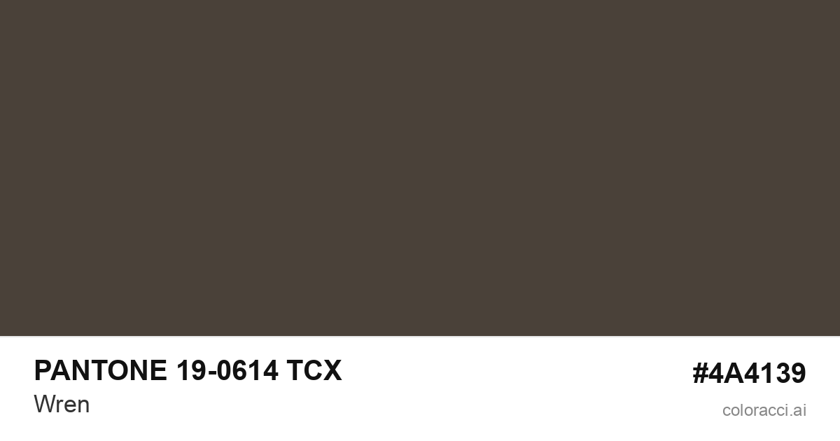 PANTONE 19-0614 TCX Wren color swatch #4A4139