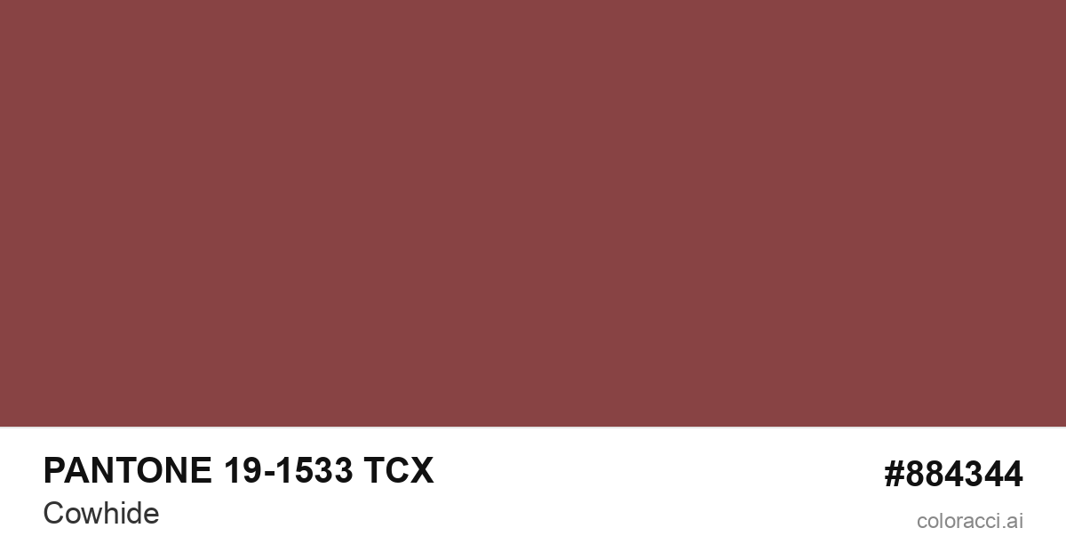 PANTONE 19-1533 TCX Cowhide color swatch #884344