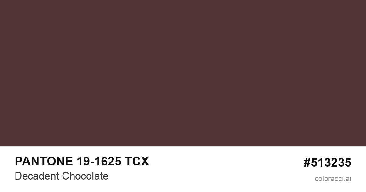 PANTONE 19-1625 TCX Decadent Chocolate color swatch #513235