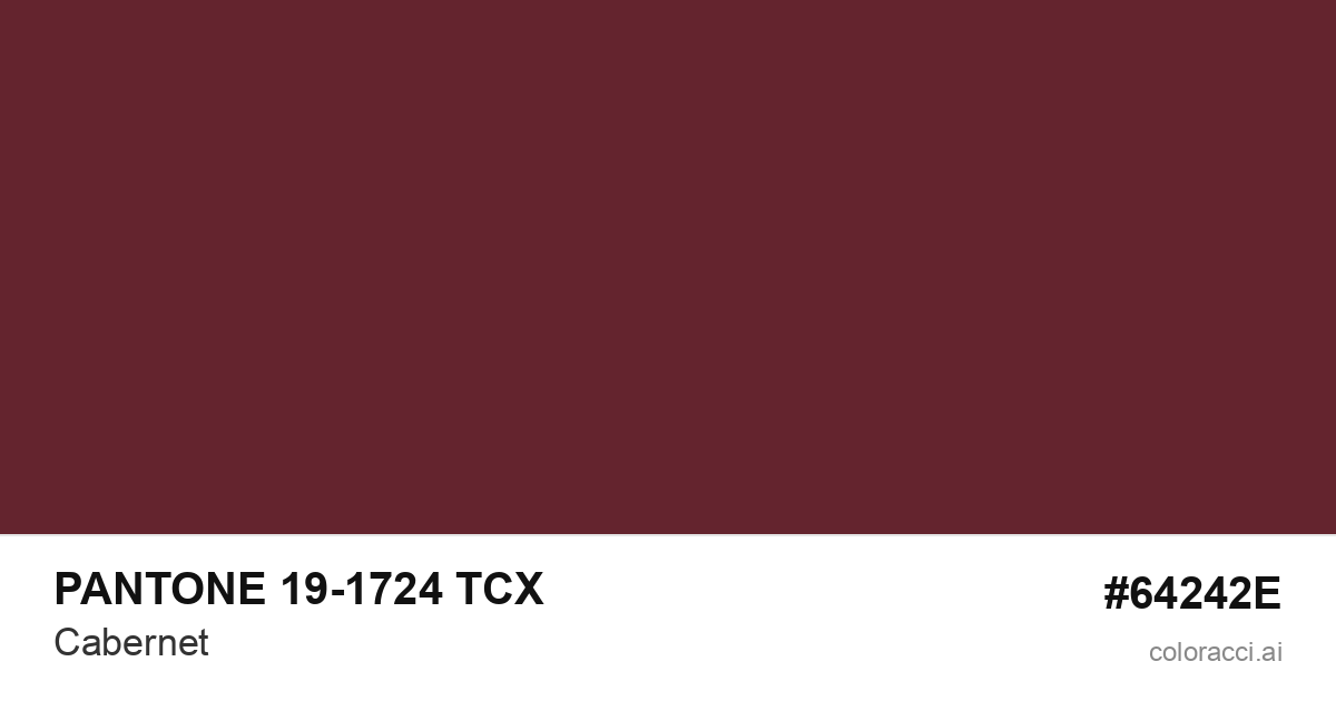 PANTONE 19-1724 TCX Cabernet color swatch #64242E