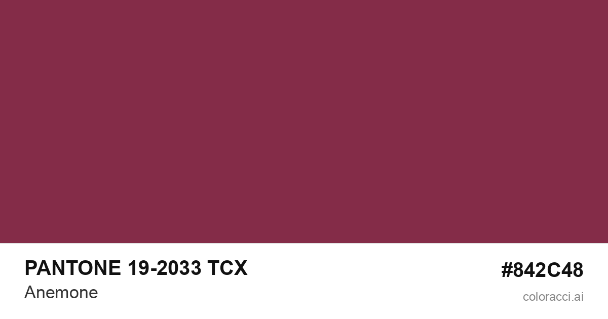 PANTONE 19-2033 TCX Anemone color swatch #842C48