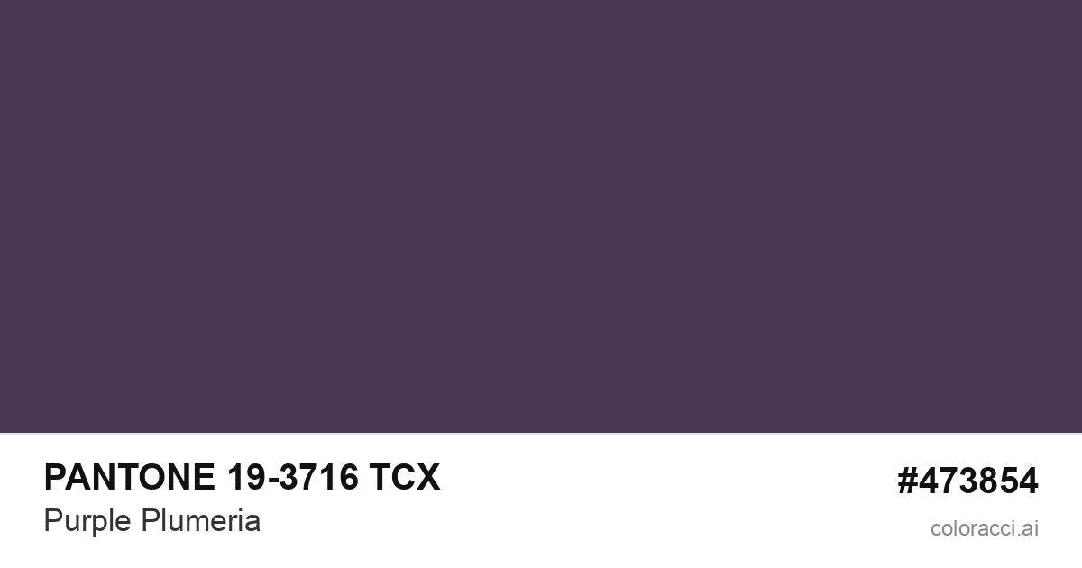 PANTONE 19-3716 TCX Purple Plumeria color swatch #473854