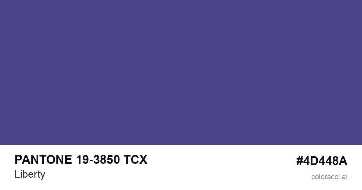 PANTONE 19-3850 TCX Liberty color swatch #4D448A